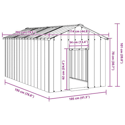 vidaXL Σπιτάκι σκύλου με οροφή 114x202x101 cm Γαλβανισμένος χάλυβας