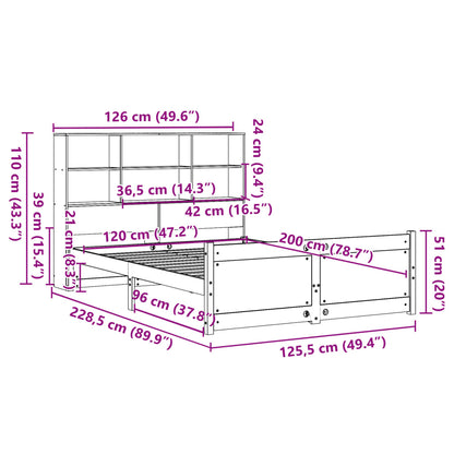 vidaXL Κρεβάτι Βιβλιοθήκη Χωρίς Στρώμα 120x200 εκ Μασίφ Ξύλο Πεύκο