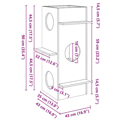 vidaXL Σπίτι για γάτες 43x43x90 cm από μασίφ ξύλο πεύκο