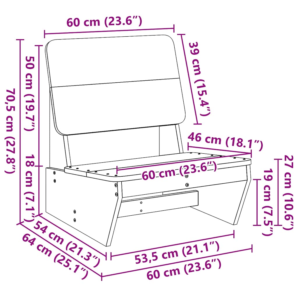 Καρέκλες κήπου vidaXL 2 τεμάχια 60x64x70,5 cm από μασίφ ξύλο Douglas