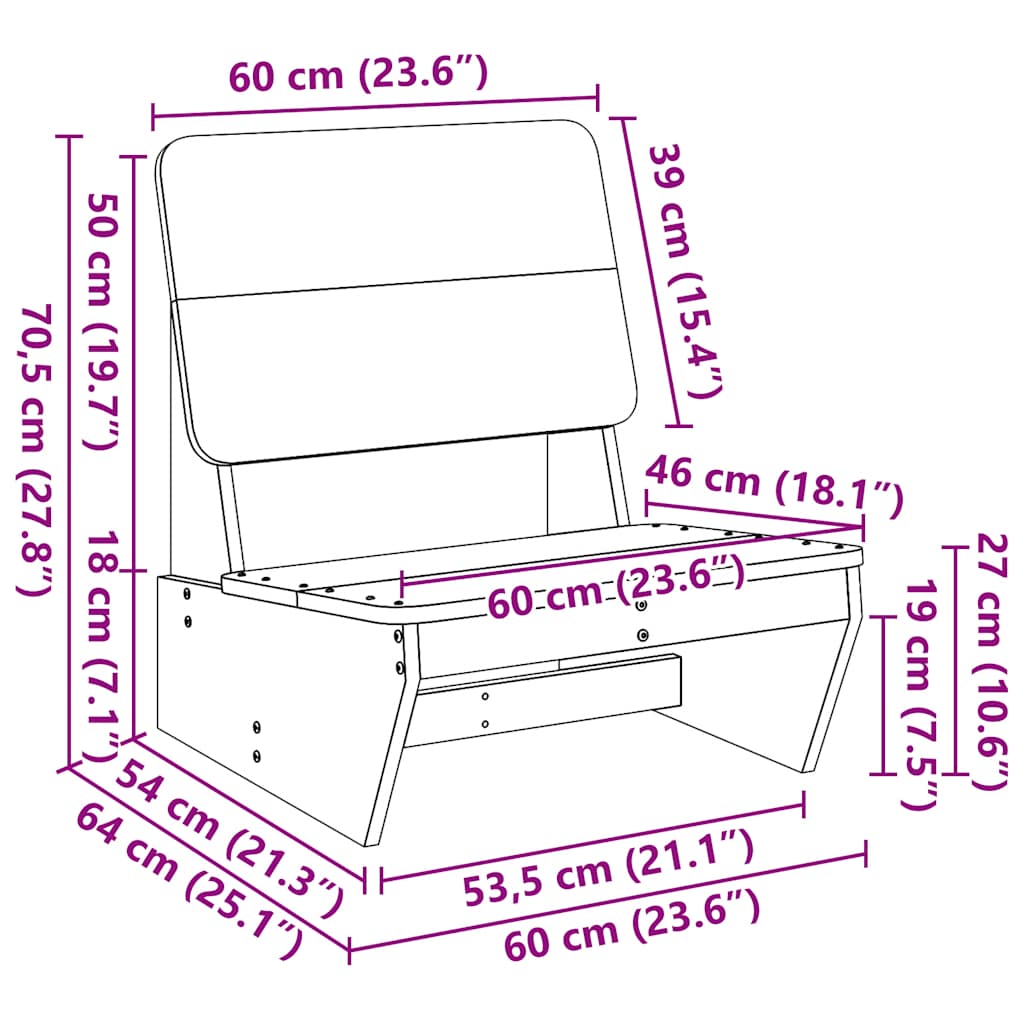 Καρέκλες κήπου vidaXL 2 τεμάχια 60x64x70,5 cm Εμποτισμένο ξύλο πεύκο