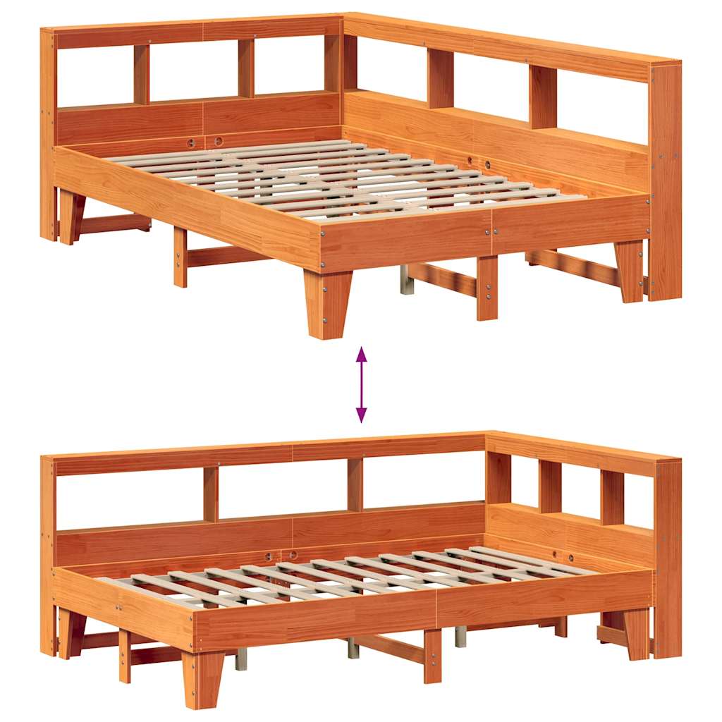 vidaXL Κρεβάτι Βιβλιοθήκη Χωρίς Στρώμα 120x190 εκ Μασίφ Ξύλο Πεύκου