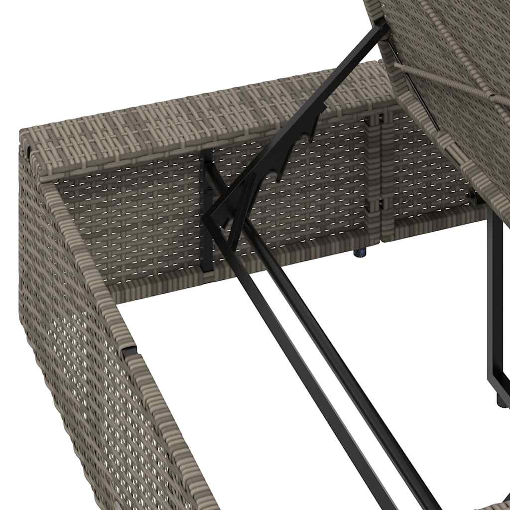 vidaXL Ξαπλώστρα με αιωρούμενο μαξιλάρι Γκρι Poly Rattan