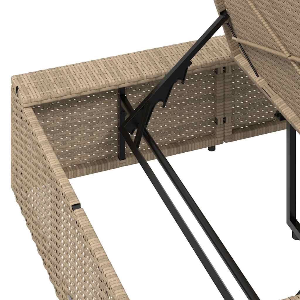 vidaXL Ξαπλώστρα με Αιωρούμενο Μαξιλάρι Μπεζ Poly Rattan