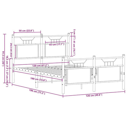 vidaXL Πλαίσιο Κρεβατιού Χωρ. Στρώμα Sonoma Δρυς 120x190 εκ Επ. Ξύλο