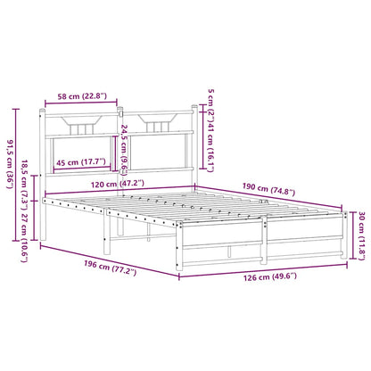 vidaXL Πλαίσιο Κρεβατιού Χωρ. Στρώμα Sonoma Δρυς 120x190 εκ Επ. Ξύλο