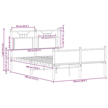 vidaXL Πλαίσιο Κρεβατιού Χωρ. Στρώμα Sonoma Δρυς 120x190 εκ Επ. Ξύλο