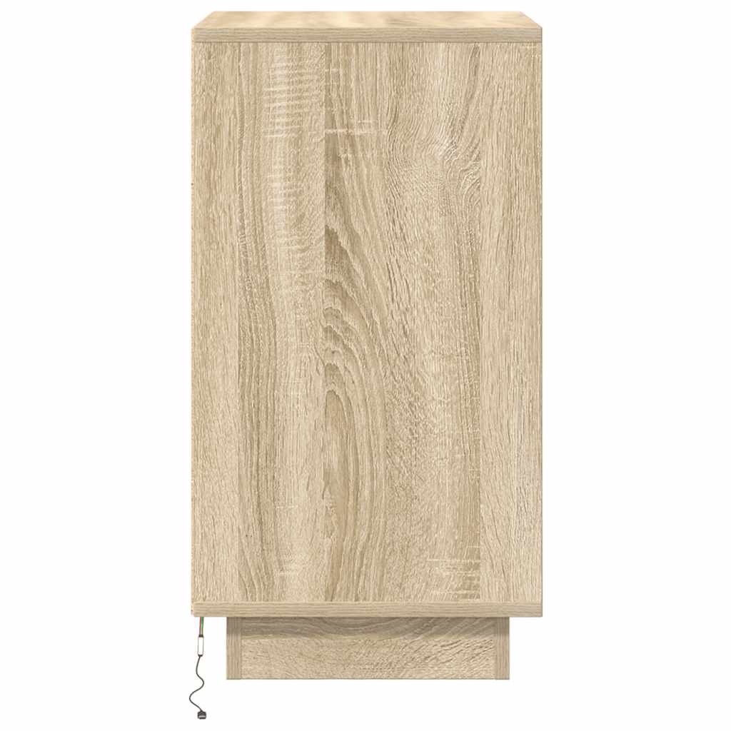 vidaXL Κομοδίνο με φώτα LED Sonoma Oak 38x34x65 cm