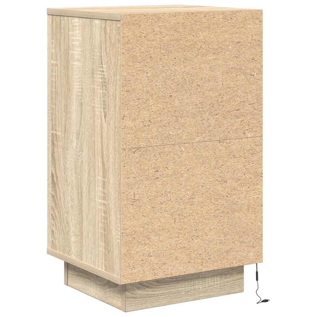 vidaXL Κομοδίνο με φώτα LED Sonoma Oak 38x34x65 cm