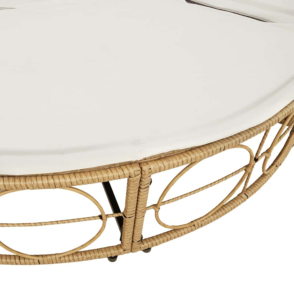 vidaXL Εξωτερική Lounge κρεβάτι με θόλο και μαξιλάρια Poly Rattan