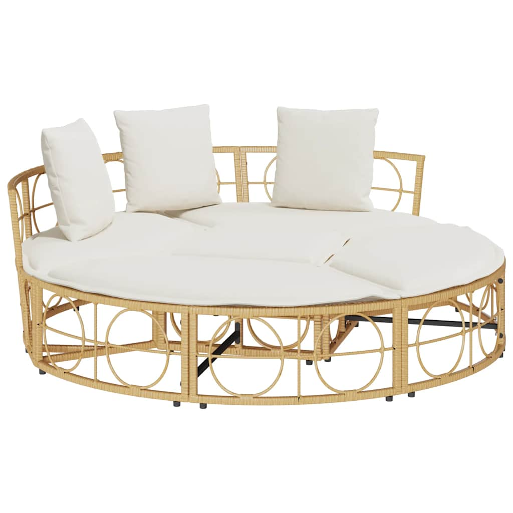 vidaXL Εξωτερική Lounge κρεβάτι χωρίς θόλο Poly Rattan