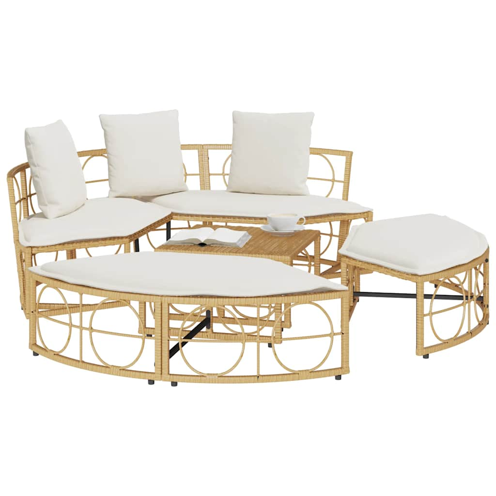 vidaXL Εξωτερική Lounge κρεβάτι χωρίς θόλο Poly Rattan