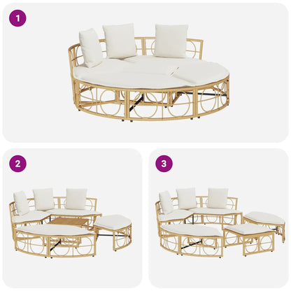 vidaXL Εξωτερική Lounge κρεβάτι χωρίς θόλο Poly Rattan