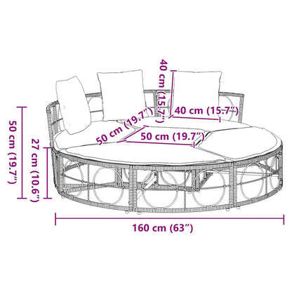 vidaXL Εξωτερική Lounge κρεβάτι χωρίς θόλο Poly Rattan