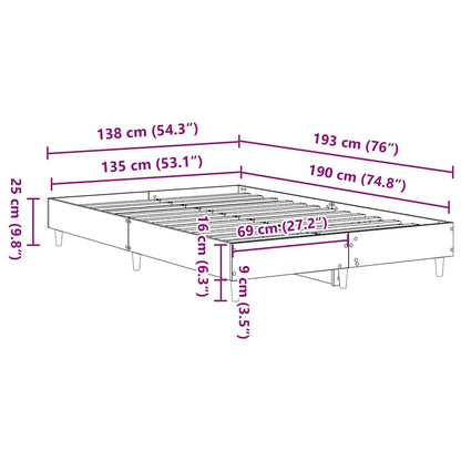 vidaXL Πλαίσιο Κρεβατιού 135x190 εκ. από Επεξεργασμένο Ξύλο