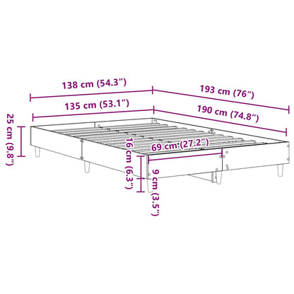 vidaXL Πλαίσιο Κρεβατιού 135x190 εκ. από Επεξεργασμένο Ξύλο