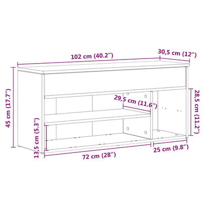 Πάγκος παπουτσιών vidaXL Μαύρο 102x30,5x45 cm Κατασκευασμένο ξύλο