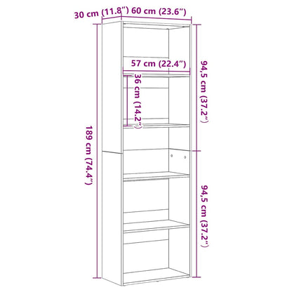 Βιβλιοθήκη Μαύρη Δρυς 60x30x189 εκ. από Επεξεργασμένο Ξύλο