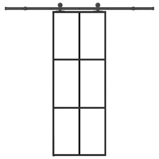 vidaXL Συρόμενη Πόρτα με Μηχανισμό 76x205 εκ. Γυαλί ESG & Αλουμίνιο