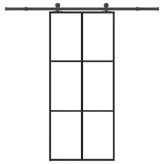 vidaXL Συρόμενη Πόρτα με Μηχανισμό 90x205 εκ. Γυαλί ESG & Αλουμίνιο