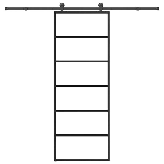 vidaXL Συρόμενη Πόρτα με Μηχανισμό 76x205 εκ. Γυαλί ESG & Αλουμίνιο