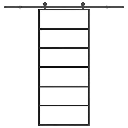 vidaXL Συρόμενη Πόρτα με Μηχανισμό 90x205 εκ. Γυαλί ESG & Αλουμίνιο