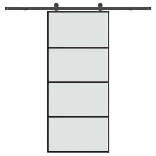 vidaXL Συρόμενη Πόρτα με Μηχανισμό 90x205 εκ. Γυαλί ESG & Αλουμίνιο