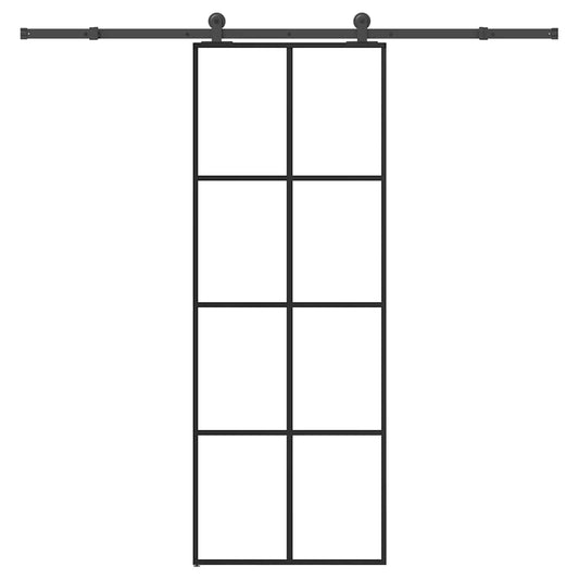 vidaXL Συρόμενη Πόρτα με Μηχανισμό 76x205 εκ. Γυαλί ESG & Αλουμίνιο