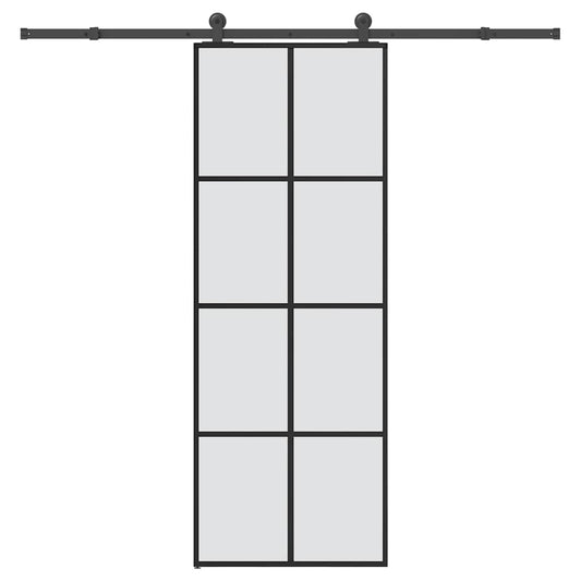 vidaXL Συρόμενη Πόρτα με Μηχανισμό 76x205 εκ. Γυαλί ESG & Αλουμίνιο