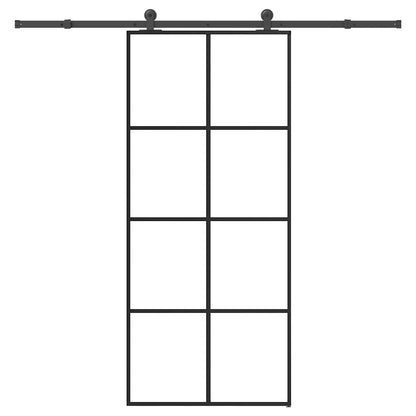 vidaXL Συρόμενη Πόρτα με Μηχανισμό 90x205 εκ. Γυαλί ESG & Αλουμίνιο