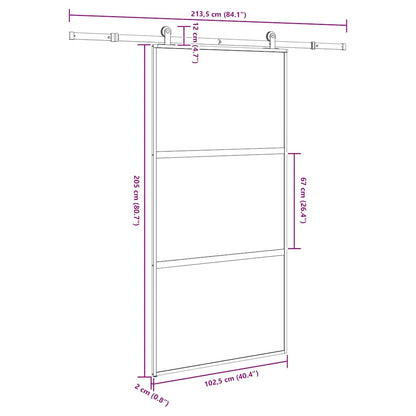 vidaXL Συρόμενη πόρτα με σετ υλικού 102,5x205 cm από γυαλί&Αλουμίνιο