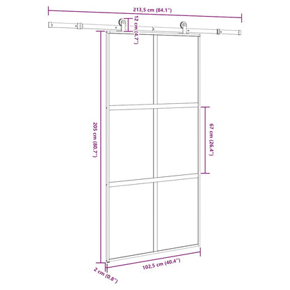 vidaXL Συρόμενη πόρτα με σετ υλικού 102,5x205 cm από γυαλί&Αλουμίνιο