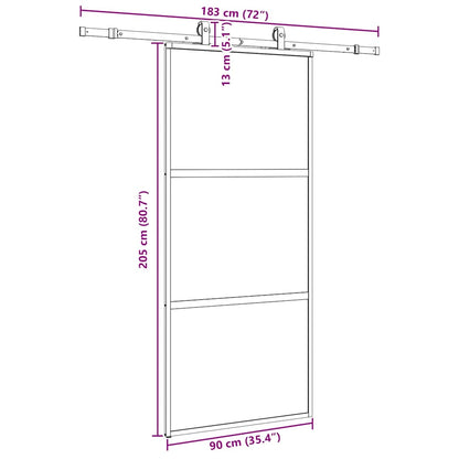 vidaXL Συρόμενη πόρτα με σετ υλικού Μαύρο 90x205 cm γυαλί μετριασμένο