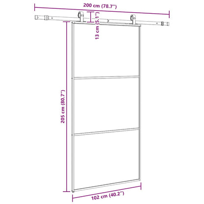 vidaXL Συρόμενη πόρτα με σετ υλικού Μαύρο 102x205 cm ESG Γυαλί