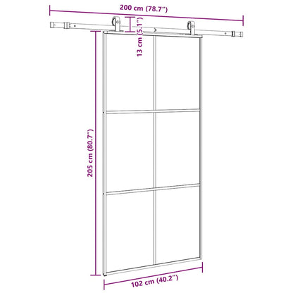 vidaXL Συρόμενη πόρτα με σετ υλικού Μαύρο 102x205 cm ESG Γυαλί