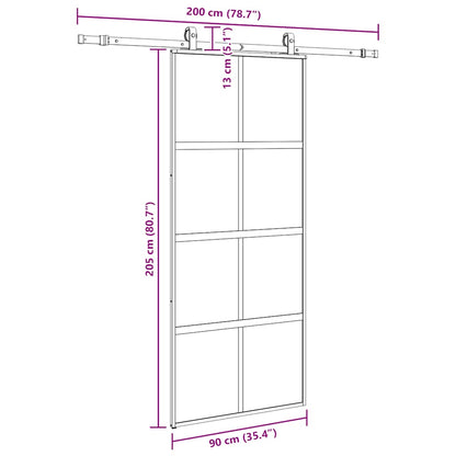 vidaXL Συρόμενη πόρτα με σετ υλικού Μαύρο 90x205 cm γυαλί μετριασμένο