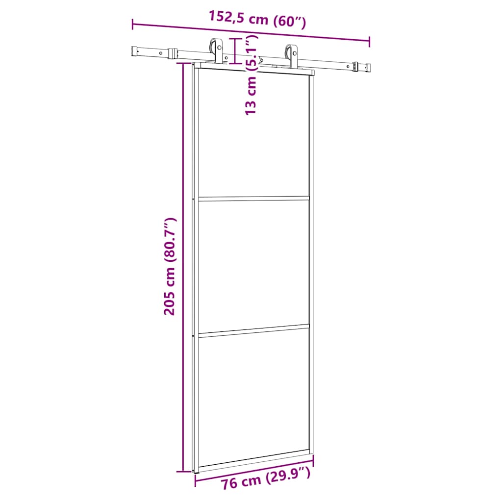 vidaXL Συρόμενη Πόρτα με Μηχανισμό Μαύρο 76x205 εκ. Γυαλί ESG