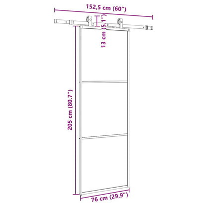 vidaXL Συρόμενη Πόρτα με Μηχανισμό Μαύρο 76x205 εκ. Γυαλί ESG