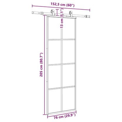 vidaXL Συρόμενη Πόρτα με Μηχανισμό Μαύρο 76x205 εκ. Γυαλί ESG