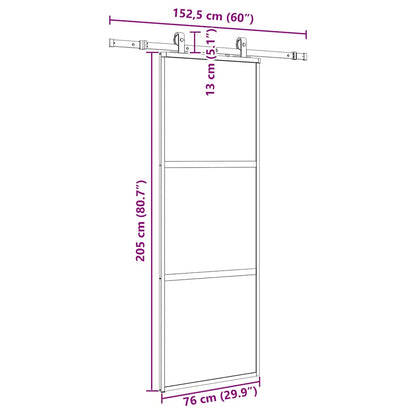 vidaXL Συρόμενη πόρτα με σετ υλικού Μαύρο 76x205 cm γυαλί μετριασμένο