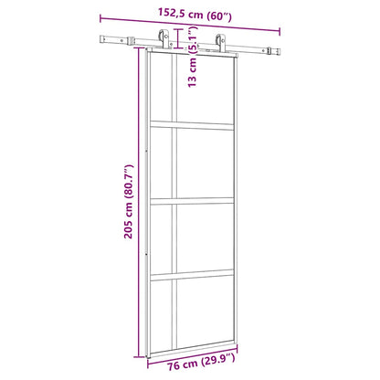 vidaXL Συρόμενη πόρτα με σετ υλικού Μαύρο 76x205 cm γυαλί μετριασμένο