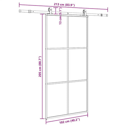 vidaXL Συρόμενη πόρτα με σετ υλικού Μαύρο 102x205 cm ESG Γυαλί