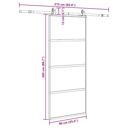 vidaXL Συρόμενη πόρτα με σετ υλικού Μαύρο 90x205 cm γυαλί μετριασμένο