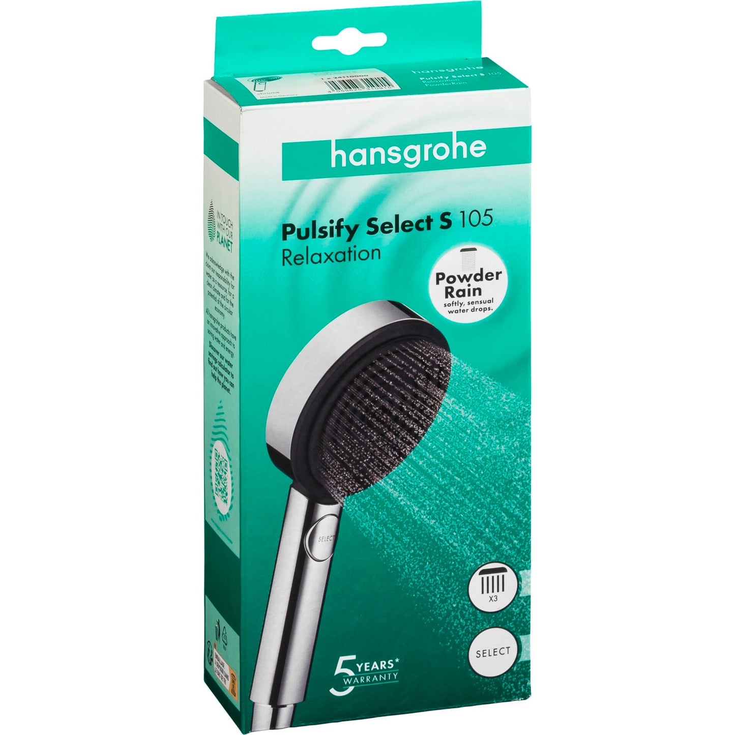 Hansgrohe Pulsify Select S Chrome Hand Shower 105 3-Jet Relaxation