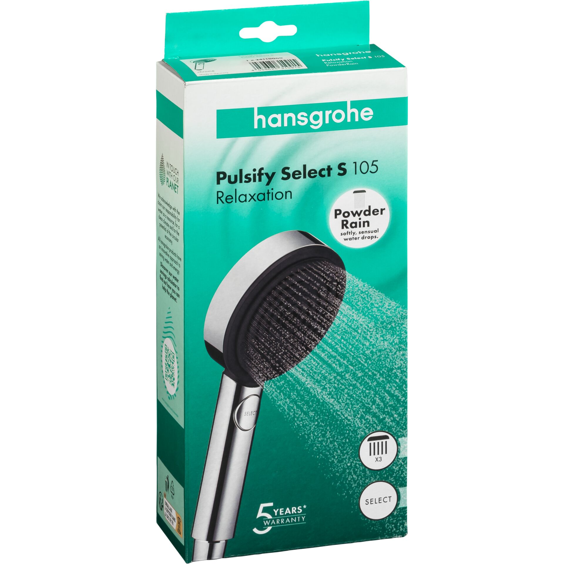 Hansgrohe Pulsify Select S Chrome Hand Shower 105 3-Jet Relaxation