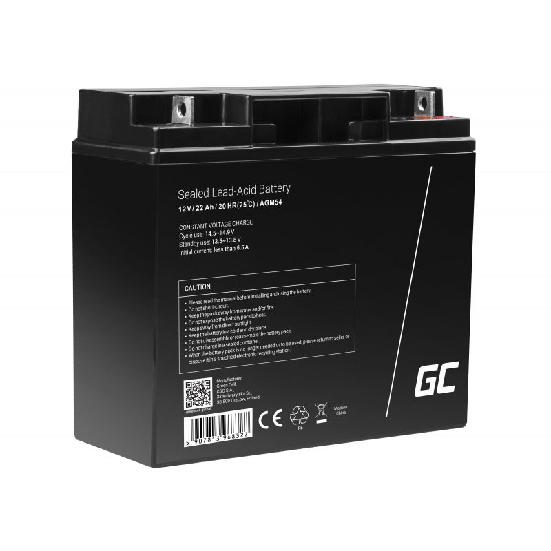 Green Cell AGM54 Vehicle Battery AGM (Absorbed Glass Mat) 22 Ah 12 V