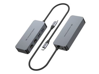 CONCEPTRONIC USB-C to 2x Gigabit Ethernet + 2x USB-A 3.2 Adapter, 5 Gbps, 0.30 m, Gray