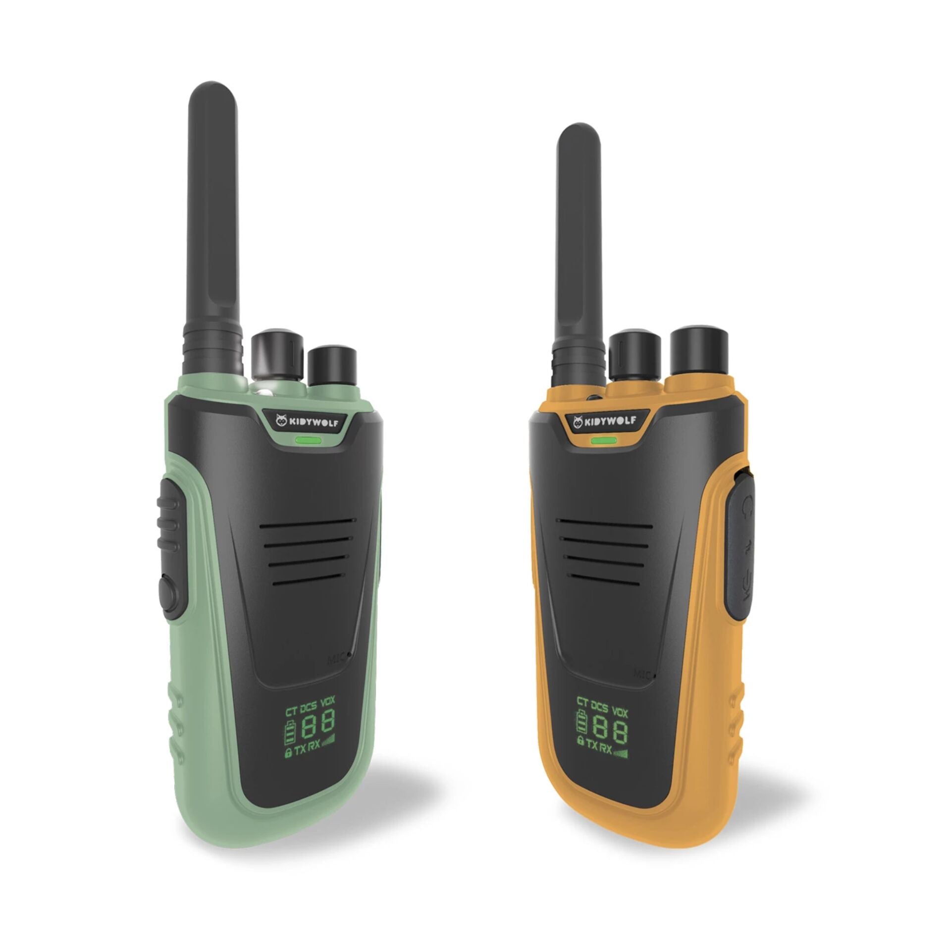 Kidywolf Walkie-Talkies with Torch in Green and Orange