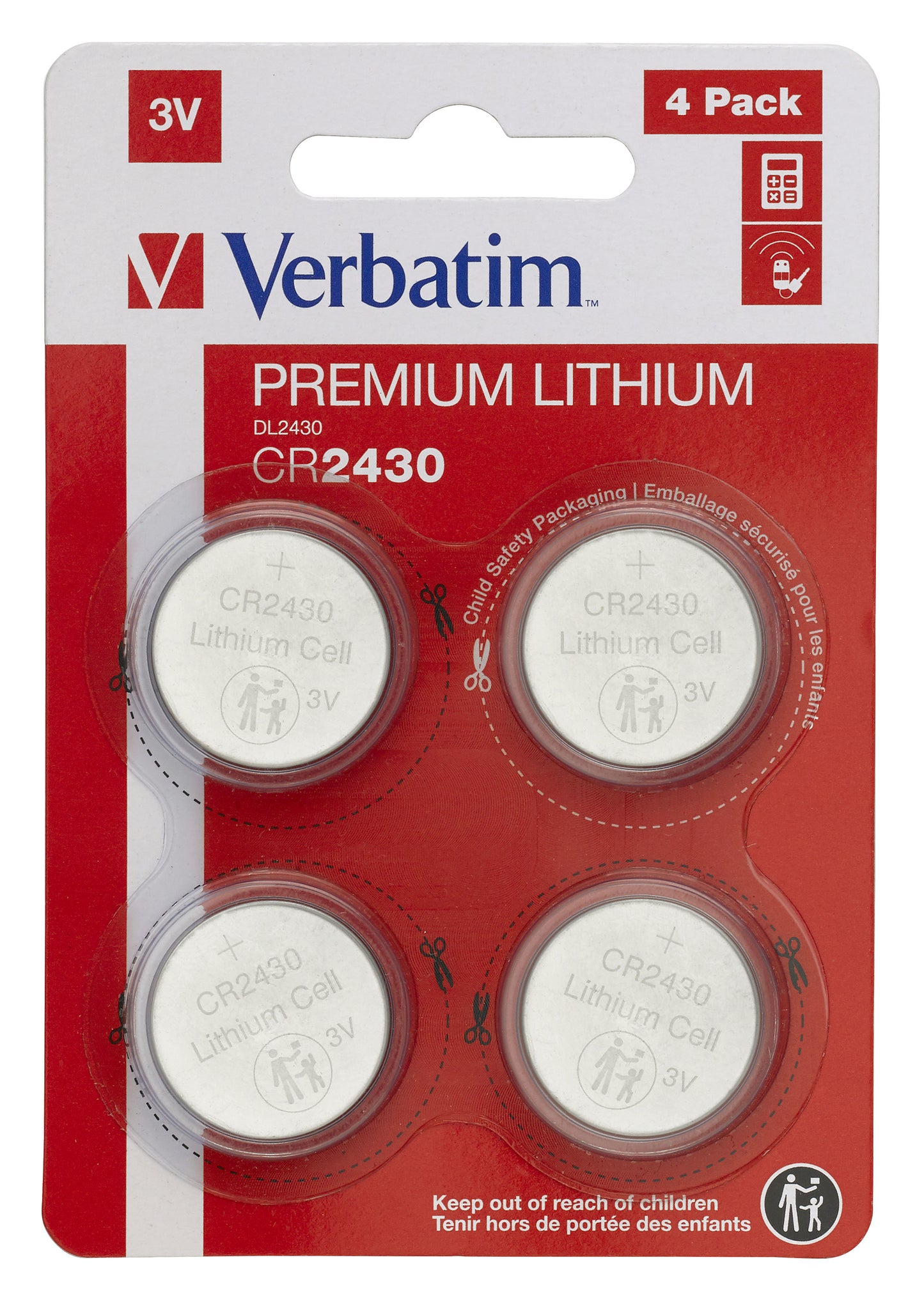 1x4 Verbatim CR 2430 Lithium battery 49534