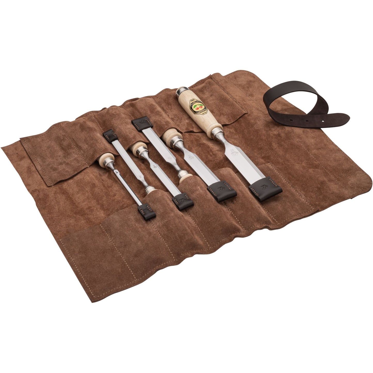 Kirschen Firmer Chisel Set, 6 Pieces with Leather Bag - Sizes 6, 10, 12, 16, 20, 26 mm